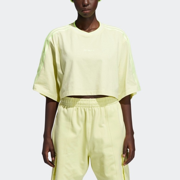 IVY PARK Tops - Adidas x Ivy Park 3-Stripes Crop Tee in Hi-Res Yellow Size Small